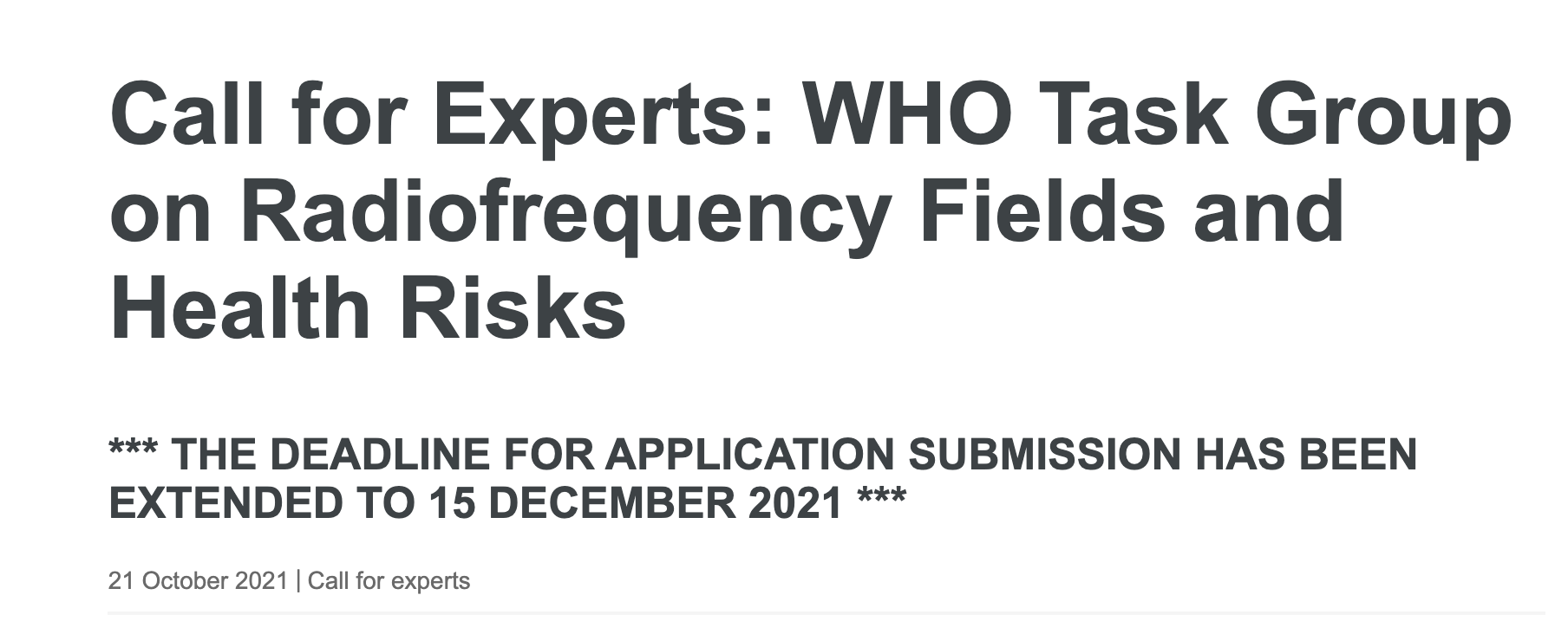 WHO RF Call for Experts