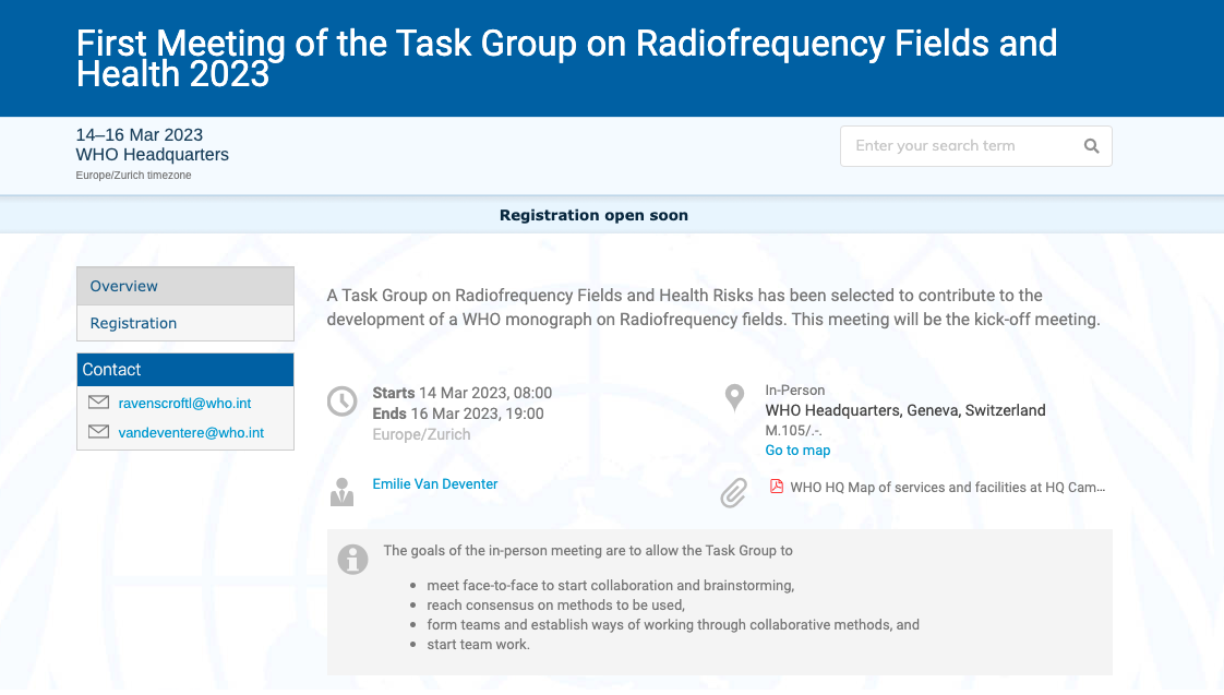WHO RF Task Group Meeting