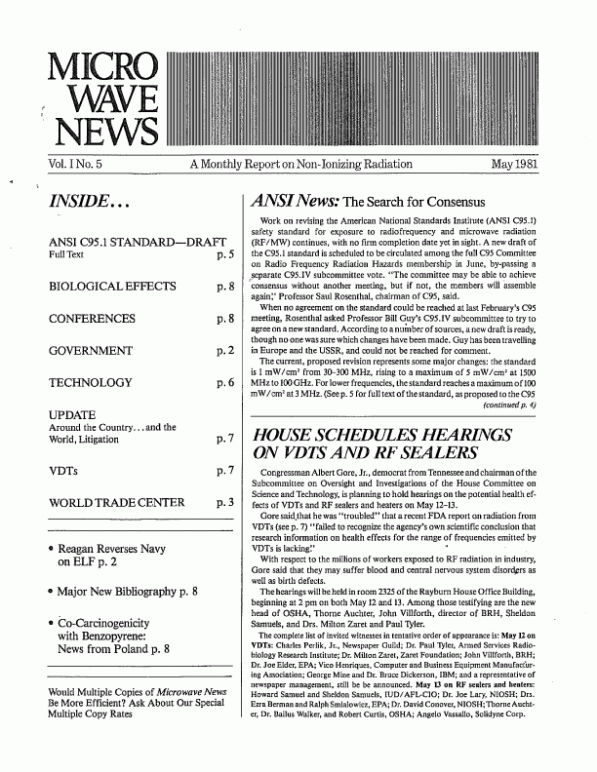 Microwave News May 1981 cover