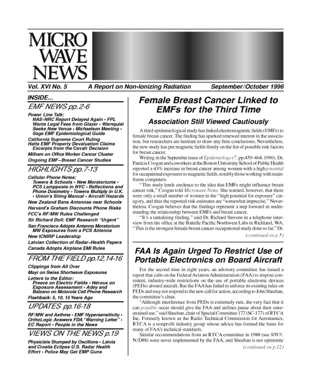 Microwave News September/October 1996 cover