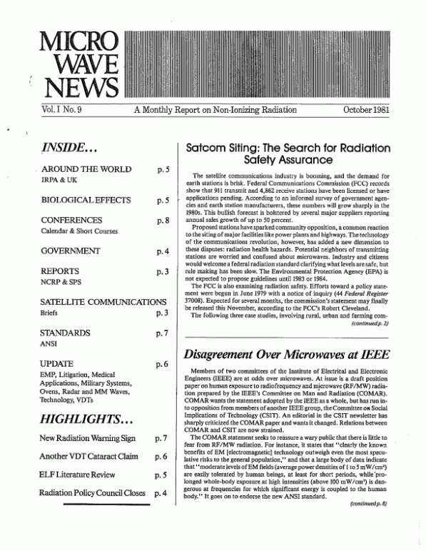 Microwave News October 1981 cover