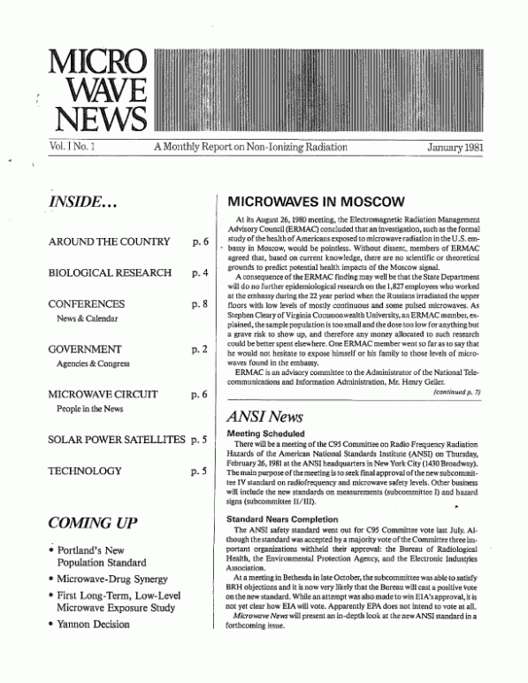 Microwave News January 1981 cover