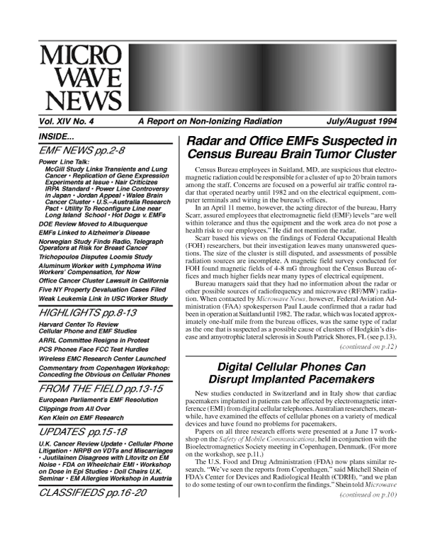 Microwave News July/August 1994